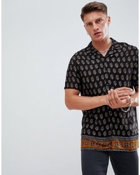 Chemise à manches courtes imprimée noire ASOS DESIGN