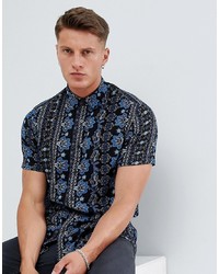 Chemise à manches courtes imprimée noire ASOS DESIGN