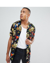 Chemise à manches courtes imprimée noire ASOS DESIGN