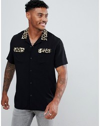 Chemise à manches courtes imprimée noire ASOS DESIGN