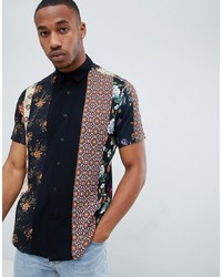 Chemise à manches courtes imprimée noire ASOS DESIGN