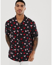 Chemise à manches courtes imprimée noire ASOS DESIGN