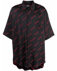 Chemise à manches courtes imprimée noire Balenciaga