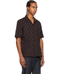 Chemise à manches courtes imprimée noire Dries Van Noten