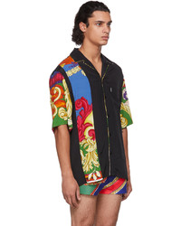 Chemise à manches courtes imprimée noire Versace