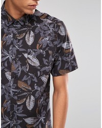 Chemise à manches courtes imprimée noire Asos