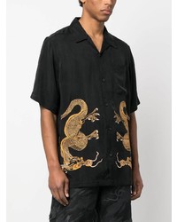 Chemise à manches courtes imprimée noire Maharishi