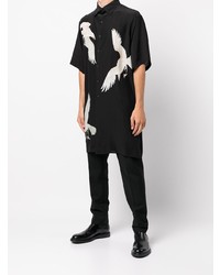 Chemise à manches courtes imprimée noire Yohji Yamamoto