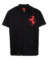 Chemise à manches courtes imprimée noire Ferrari