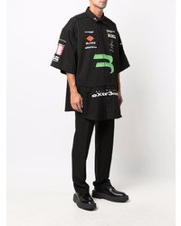 Chemise à manches courtes imprimée noire Balenciaga