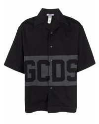 Chemise à manches courtes imprimée noire Gcds