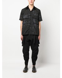 Chemise à manches courtes imprimée noire Sacai