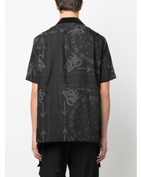 Chemise à manches courtes imprimée noire Sacai