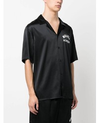 Chemise à manches courtes imprimée noire Nahmias