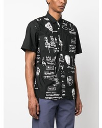 Chemise à manches courtes imprimée noire Junya Watanabe MAN