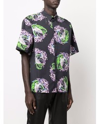 Chemise à manches courtes imprimée noire MSGM