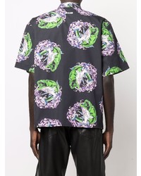 Chemise à manches courtes imprimée noire MSGM