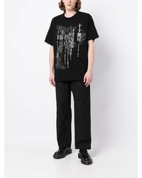 Chemise à manches courtes imprimée noire Yohji Yamamoto