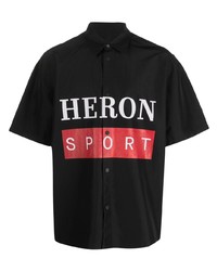 Chemise à manches courtes imprimée noire Heron Preston