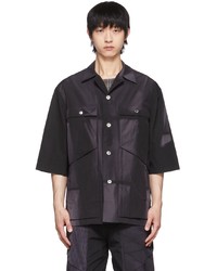 Chemise à manches courtes imprimée noire Jiyong Kim