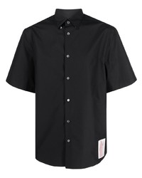 Chemise à manches courtes imprimée noire Lanvin