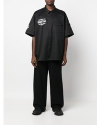 Chemise à manches courtes imprimée noire Balenciaga