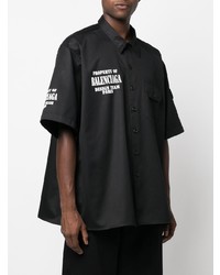 Chemise à manches courtes imprimée noire Balenciaga