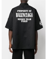 Chemise à manches courtes imprimée noire Balenciaga