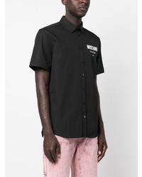 Chemise à manches courtes imprimée noire Moschino