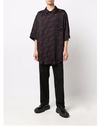 Chemise à manches courtes imprimée noire Balenciaga