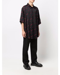 Chemise à manches courtes imprimée noire Balenciaga