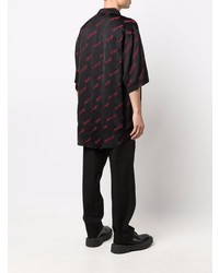 Chemise à manches courtes imprimée noire Balenciaga