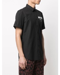 Chemise à manches courtes imprimée noire Moschino