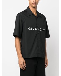 Chemise à manches courtes imprimée noire Givenchy