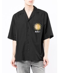 Chemise à manches courtes imprimée noire Moschino