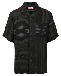 Chemise à manches courtes imprimée noire Maharishi