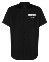 Chemise à manches courtes imprimée noire Moschino