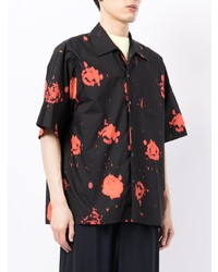 Chemise à manches courtes imprimée noire Marni