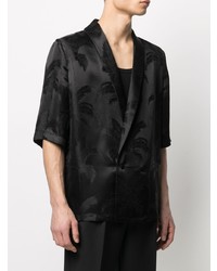 Chemise à manches courtes imprimée noire Saint Laurent