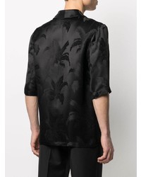 Chemise à manches courtes imprimée noire Saint Laurent