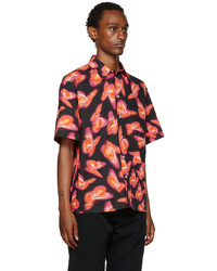 Chemise à manches courtes imprimée noire MSGM