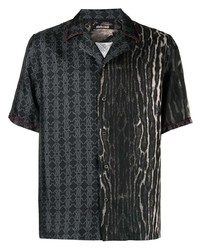 Chemise à manches courtes imprimée noire Roberto Cavalli