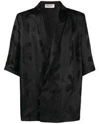 Chemise à manches courtes imprimée noire Saint Laurent
