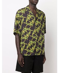 Chemise à manches courtes imprimée noire MSGM