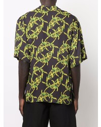 Chemise à manches courtes imprimée noire MSGM