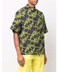 Chemise à manches courtes imprimée noire MSGM