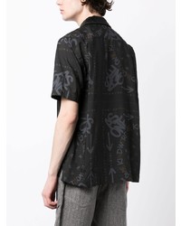 Chemise à manches courtes imprimée noire Sacai