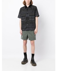 Chemise à manches courtes imprimée noire Sacai