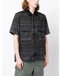 Chemise à manches courtes imprimée noire Sacai