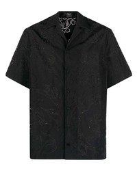 Chemise à manches courtes imprimée noire Versace